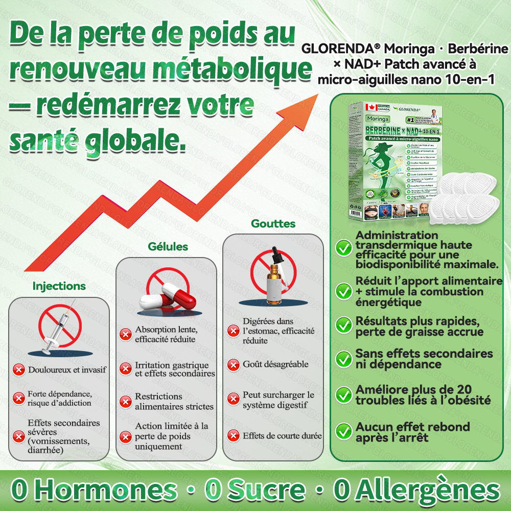Boutique officielle |  🎄 GLORENDA® 2026 Moringa & Berbérine × NAD+ Patch micro-nano avancé 4-en-1(À utiliser une fois par jour, résultats visibles en 7 jours)✅ Pour l’obésité, le relâchement cutané, l’apnée du sommeil, les problèmes articulaires 🎁